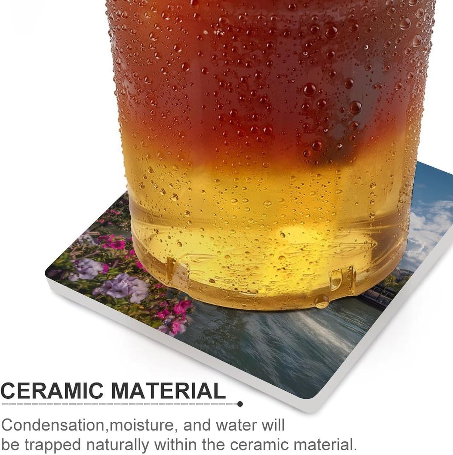 Paris Eiffel Tower Coaster for Drinks Square Ceramic Table Coasters Stone Mat Crafts 4PCS Home Kitchen Decor