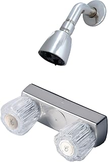 Laguna Brass 3330ABN/4010BN Mobile Home Two Handle Non-Metallic 4" Shower Valve with Shower Head/Arm/Flange Brushed Nickel Finish