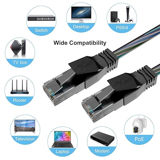 Cable Ethernet Cat6 0.6 ft (10 Pack) UTP Transparente Negro miniatura 7