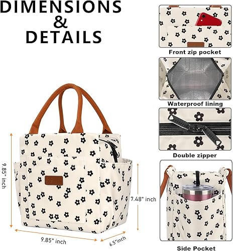 Miniatura 5 de Joymee Lonchera para mujer con aislamiento, lonchera reutilizable a prueba de fugas, grande y espaciosa, para mujeres, hombres, adultos, con