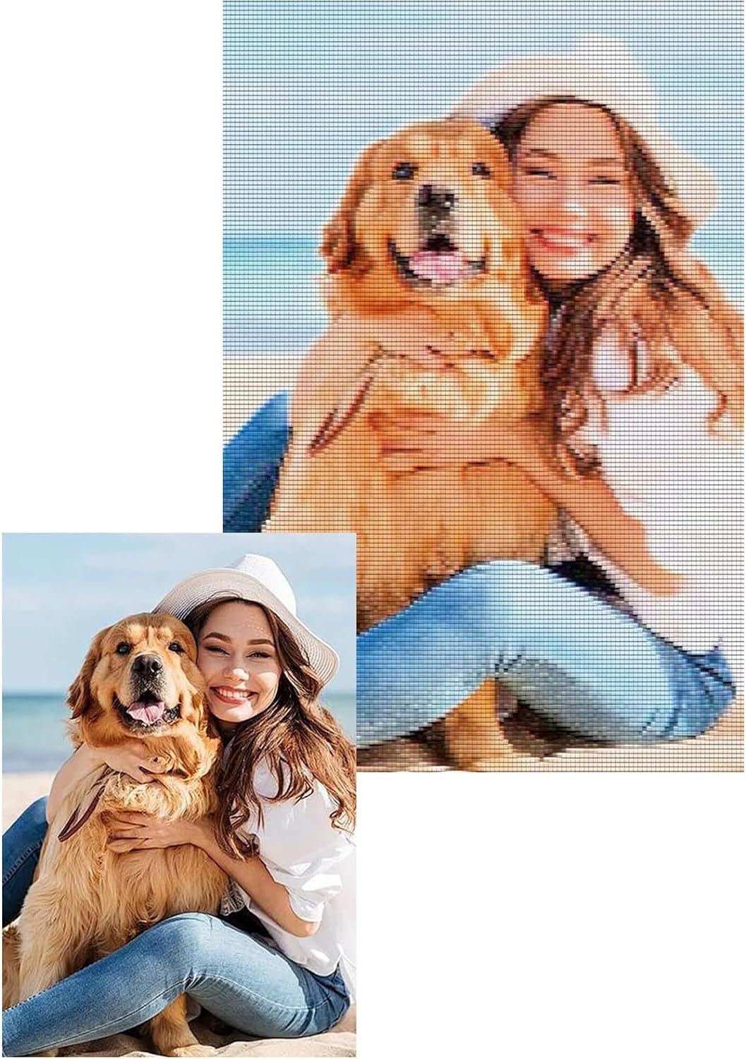 Zleiubisa Custom Cross Stitch Pattern from Photo, Personalized Design 11CT Cross Stitch Stamped Fabric Embroidery Kits for Adults Beginners