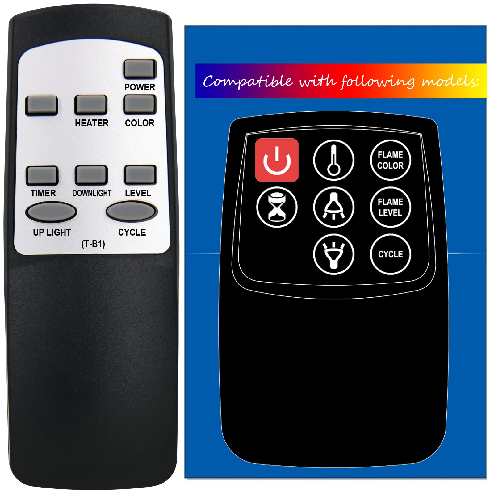 YING RAYReplacement for Twin Star ClassicFlame Classic Flame Dura Flame Fireplace Stove Heater Infrared Remote Control 36EB111-GRC 36EB221-GRC (T-B1)