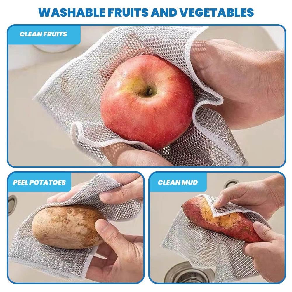 Trend-Aspire Non Scratch Dish Wash Cloth Scrubber for Utensils-Multipurpose Steel Wire Dishwashing Rag Cloth for Kitchen Use and Cleaning Non Stick Pans Ceramic Crockeries Fruits Vegetables (6) 1