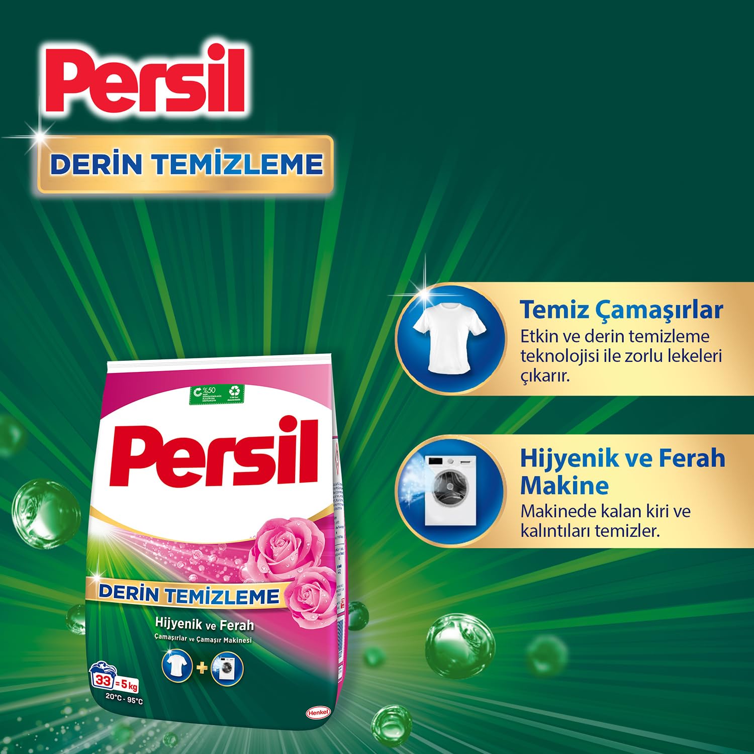 Persil Toz Gülün Büyüsü 33 Yıkama 5 kg, Gülün Büyüsü 5kg (2 paketi)