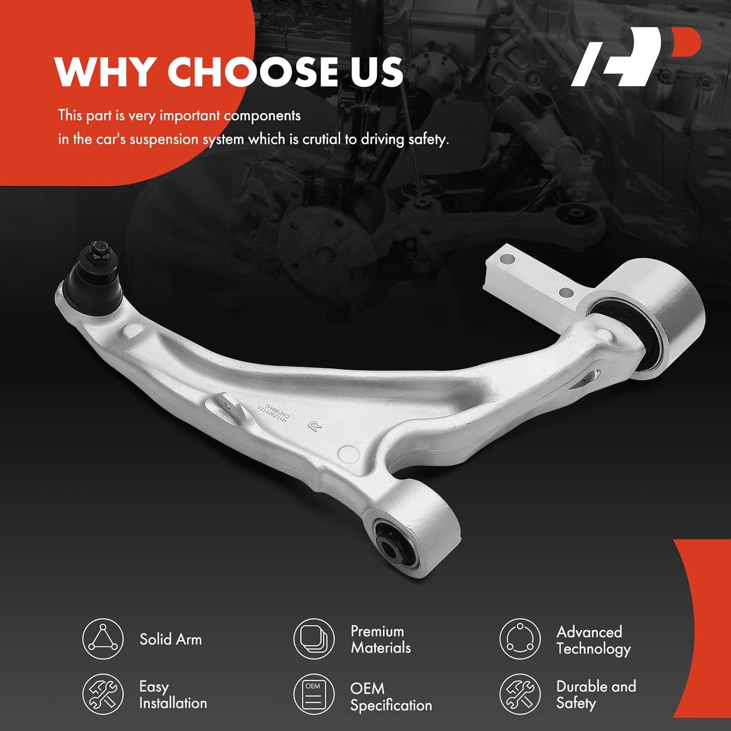A-Premium Front Right Lower Control Arm, with Ball Joint & Bushing, Compatible with Acura MDX 2007-2013, ZDX 2010-2013, AWD Only