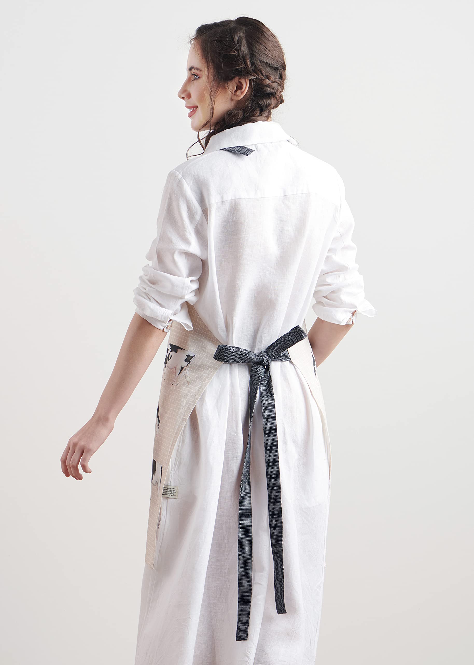 Maison d' Hermine Delantal de 100% algodón, 1 pieza, correa ajustable para el cuello, delantal con bolsillo central y cintas largas para hombre y mujer