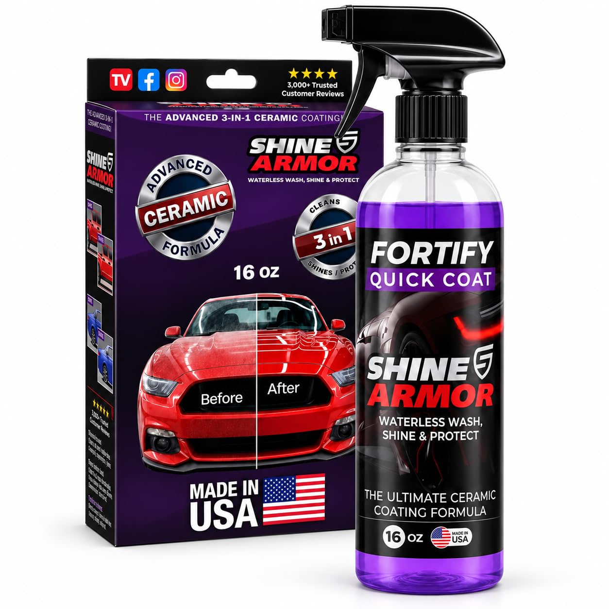 SHINE ARMOR Fortify Quick Coat Ceramic Coating Spray, 16 fl oz