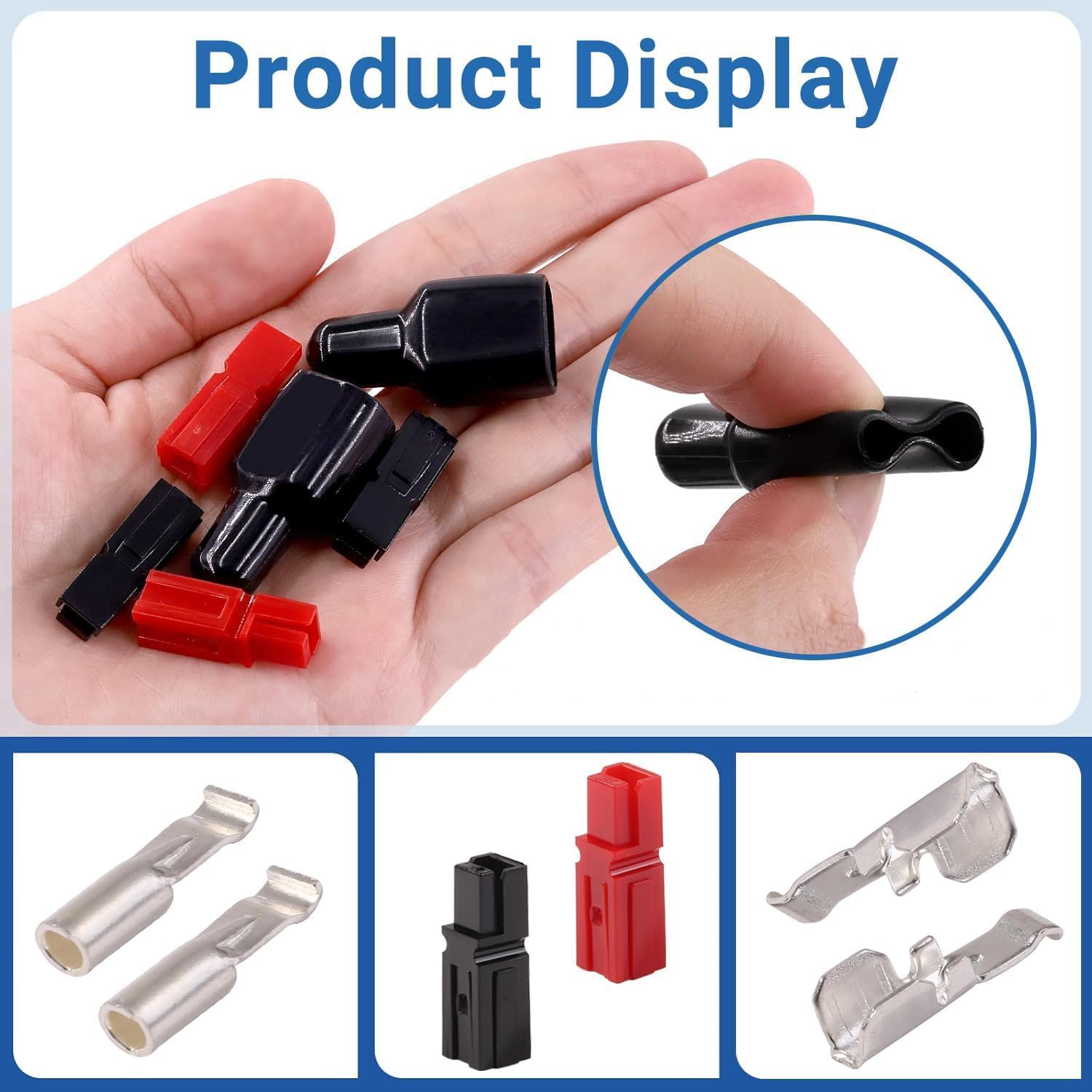 Set di 110 connettori Powerpol con pinza crimpatrice a cricchetto, connettore 15 A, 30 A, 45 A, connettore di contatto AWG10-20, rosso e nero, connettore per batteria