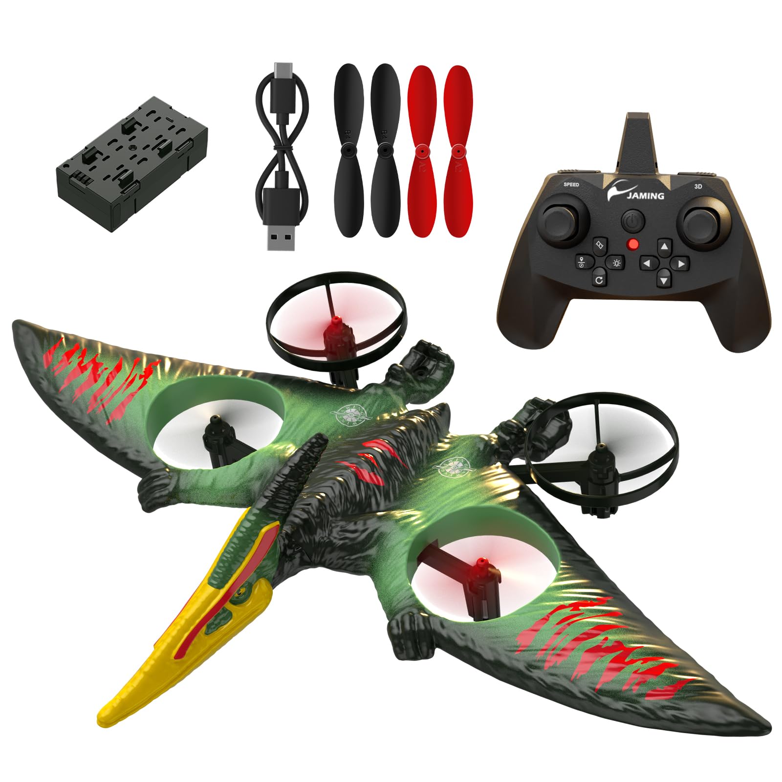 jaming Pterodactyl Dinosaur Toys Drone for Kids,Dragon Remote Control Airplane,Flying Toys Birthday Gifts for 8-12 Year Old Boys,RC Plane for Kids 8-12 (Green)