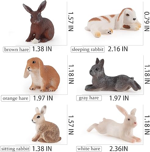 Miniatura 6 de Mini figuras de conejito para decoración de pasteles, juguetes de conejo de plástico para decoración de pasteles para niños, decoración de conejo
