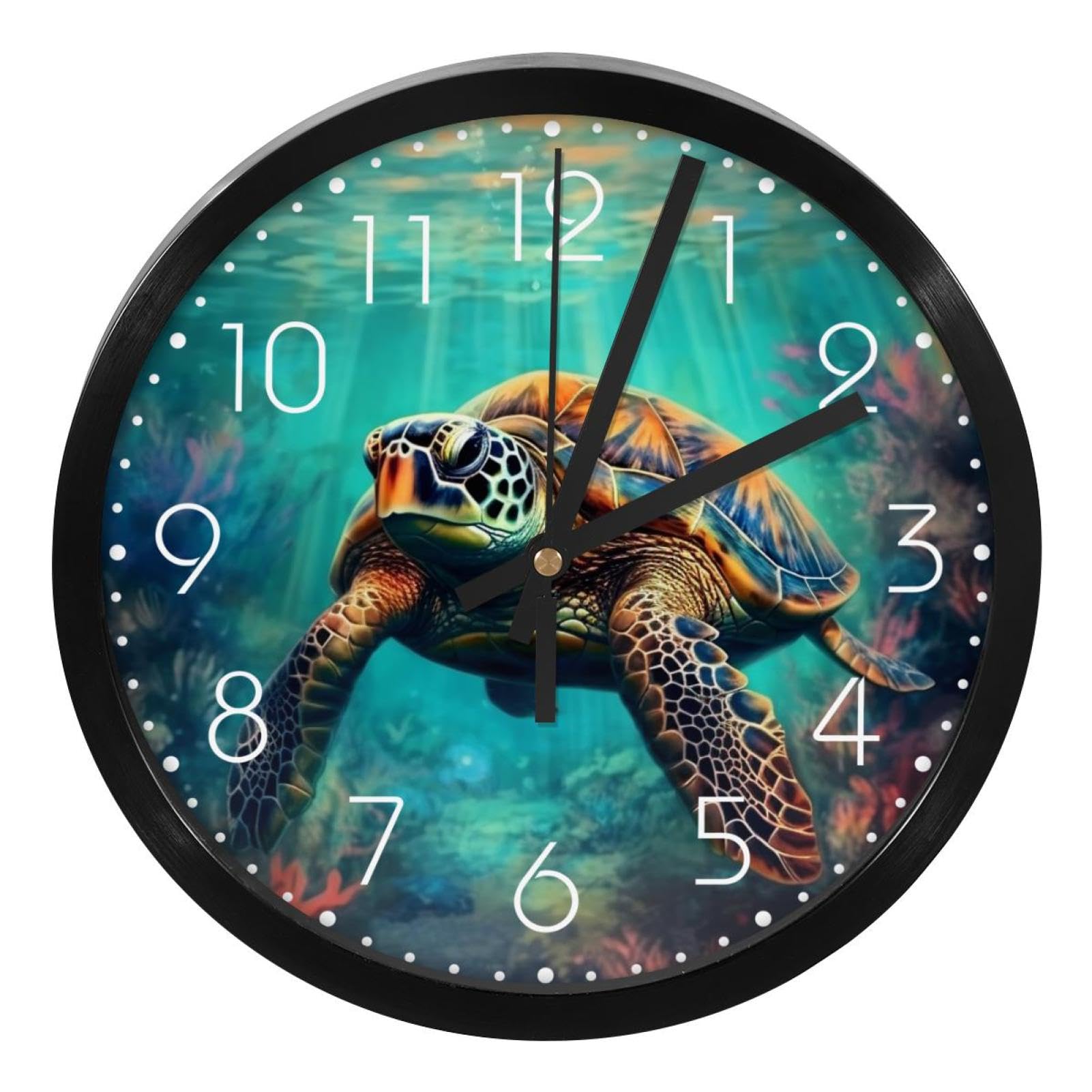 Horloge murale moderne et pendule tortue sous-marine pour décoration de maison