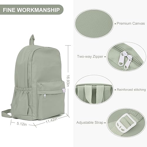 Miniatura 4 de YFGBCX Linda mochila estética para mujer, mochilas de color sólido, mochila clásica ligera para mujer, mochilas para laptop, Verde, Classic