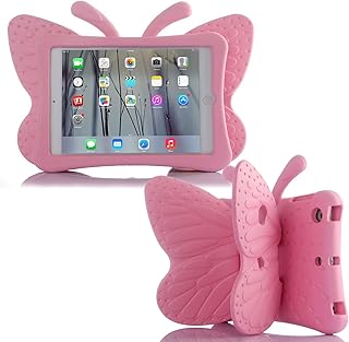 Simicoo iPad 7 8 10.2 9 3D Cute Butterfly Case for Kids Light Weight EVA Stand Shockproof Rugged Heavy Duty Kids Friendly iPad Cover for Girls iPad 10.2 iPad 7th 8th 9th (Pink)