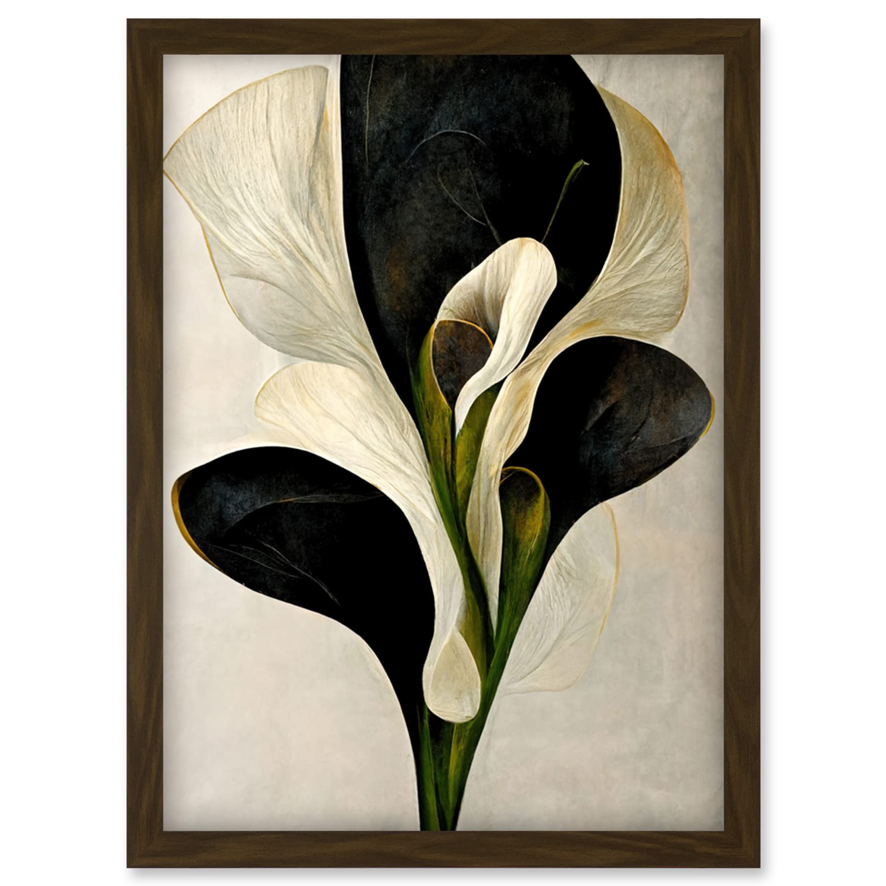 Doppelganger33 LTD Beautiful White Calla Lily Flower Abstract Bouquet Artwork Framed Wall Art Print A4