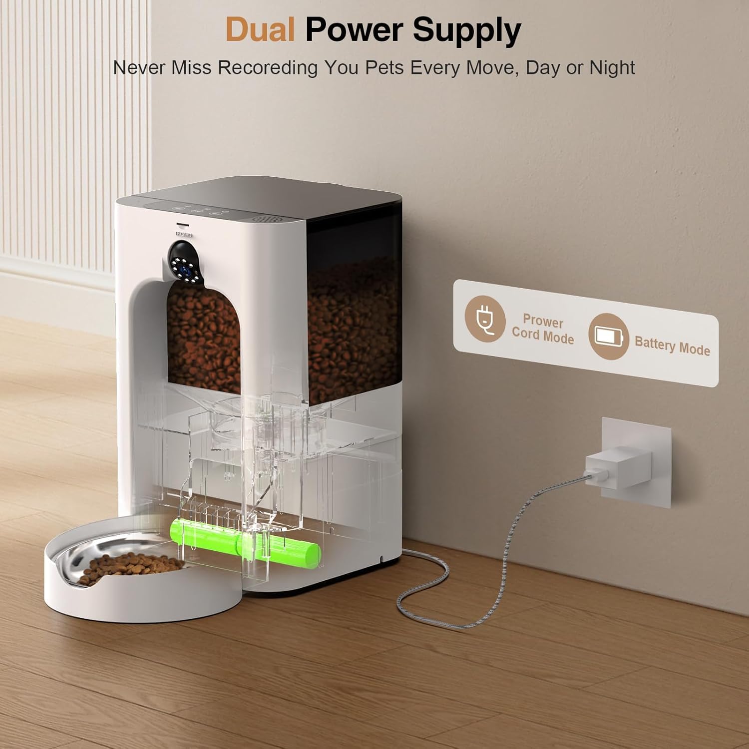 Smart Automatic Cat Feeder with 1080P Camera & Laser Toy, 5G WiFi 5L Pet Feeder for Cats & Dogs, Night Vision, Motion Detection, 2-Way Audio, APP Control, Timed Dry Food Dispenser - image 8