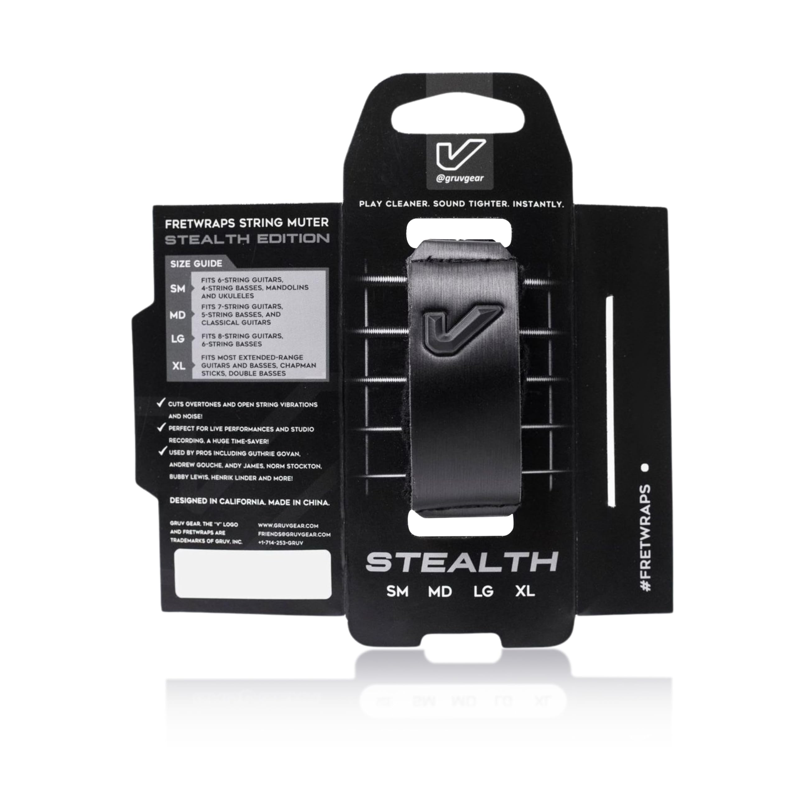 Gruv Gear FretWraps Stealth Guitar String Dampener for Bass, Electric, Acoustic & Extended Range Guitars in Studio, Live & Practice - Resonance for Tapping & Recording - Pack of 1