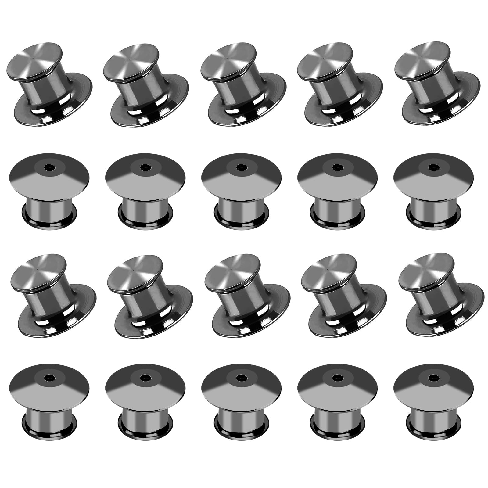 LICQIC Locking Pin Keepers Backs, Metal Pin Badge Backs for Jewelry Brooches Badge Name Tags Crafts DIY, 20 Pcs Gunmetal