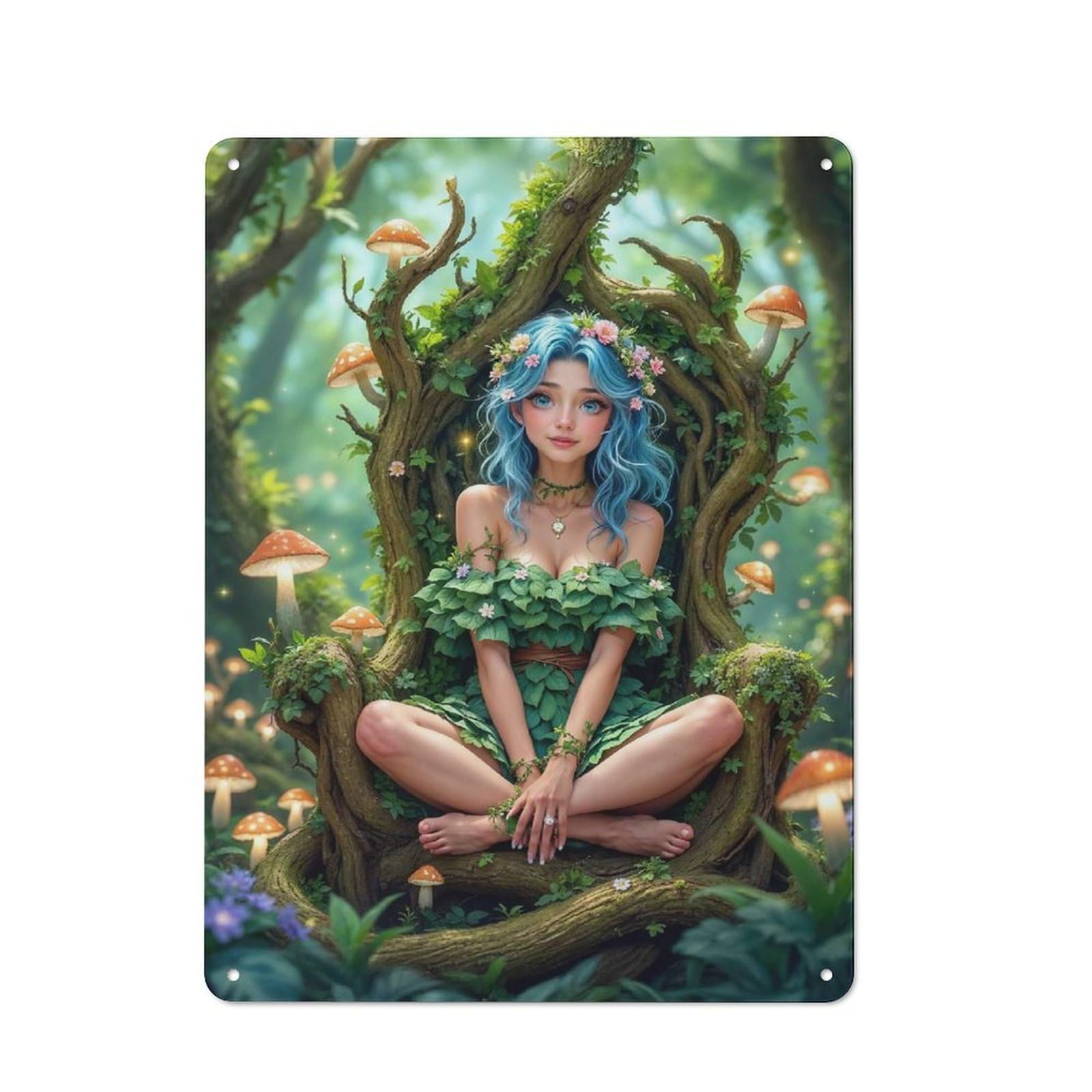 Junmoney Style-16 Forest Nymph Throne Cottage Style Metal Wall Decor 40X30cm, Farmhouse Metal Sign For Kitchen, Cottage, Porch Or Garden Room