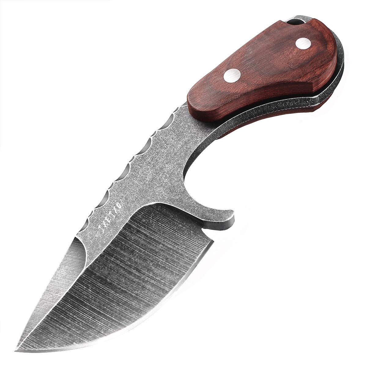 JXE JXO Fixed Blade Outdoor Knife with Sheath, Full Tang Cleaver Hunting Field Knife, Survival Knife with Red Wood Handle