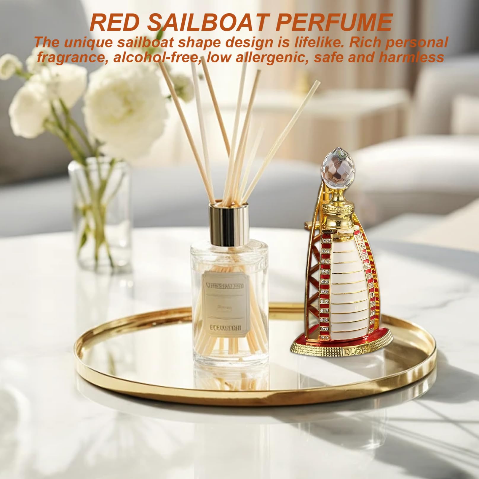 Aceite de perfume árabe, fragancia de larga duración de 15 ml, perfume de Dubái con lujosa botella con forma de velero para mujer, decoración del Hogar