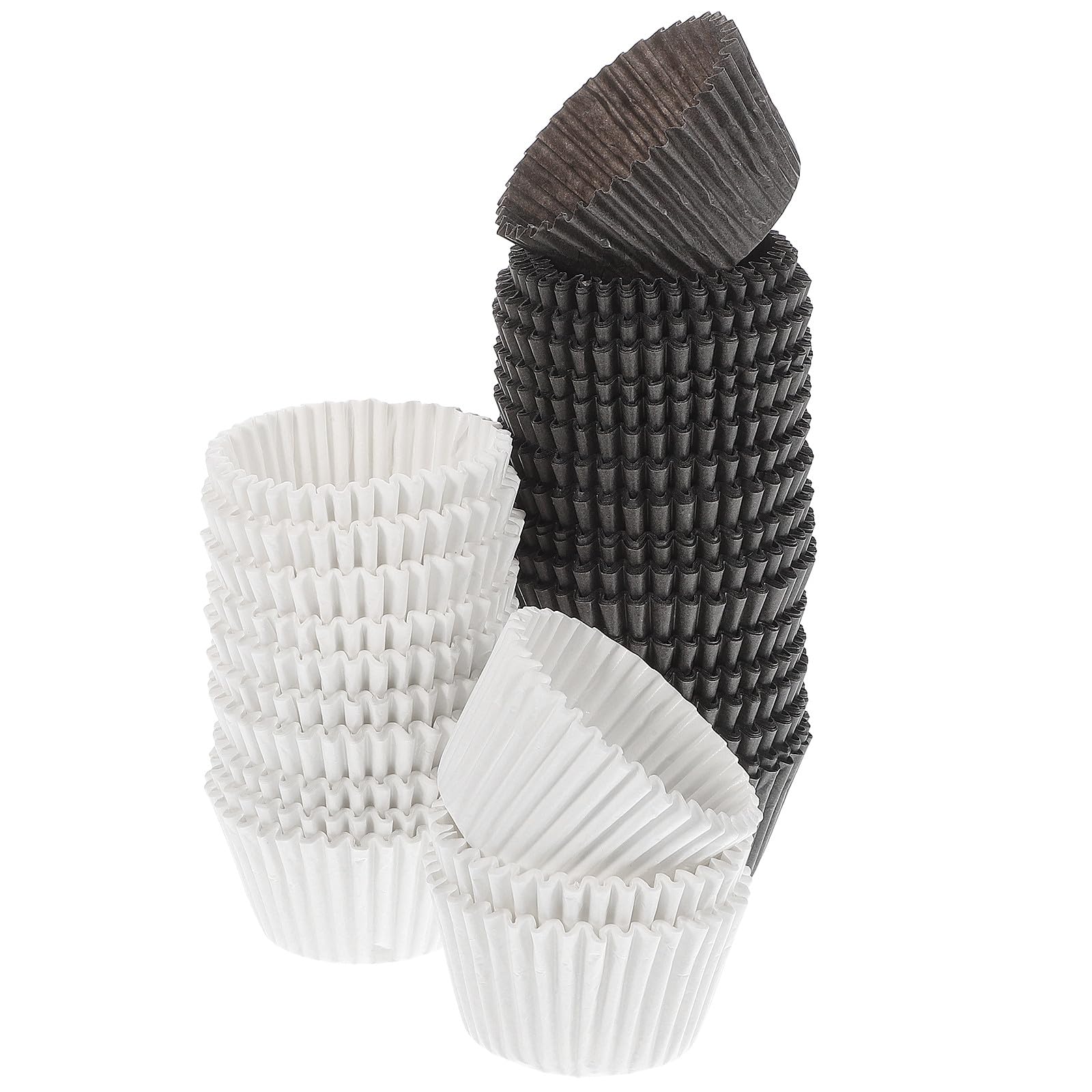 Healeved 1000 Vasos de Papel para Cupcakes Grandes, Resistentes Grasa, Color Blanco y Café, Moldes para Hornear Muffins y Postres, Ideales para Fiestas, Cumpleaños y Repostería Casera