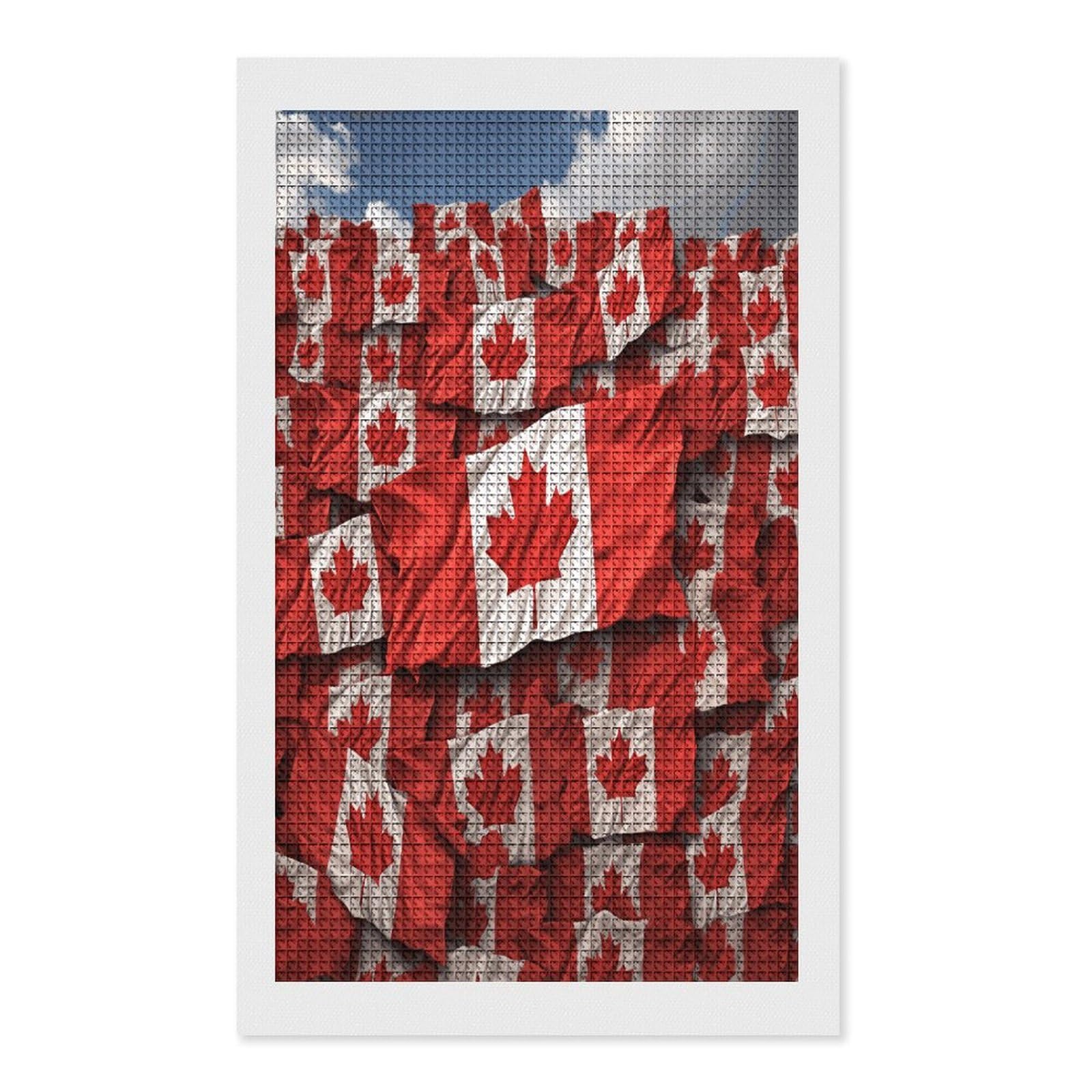 FodPand Canadian Flag Diamond Painting Kit for Beginner Fun 5D DIY Crafts for Adults Diamond Art Kits Square Diamond Art Canvas Painting Gem Art Crafts for Home Wall Decor 12"x20"