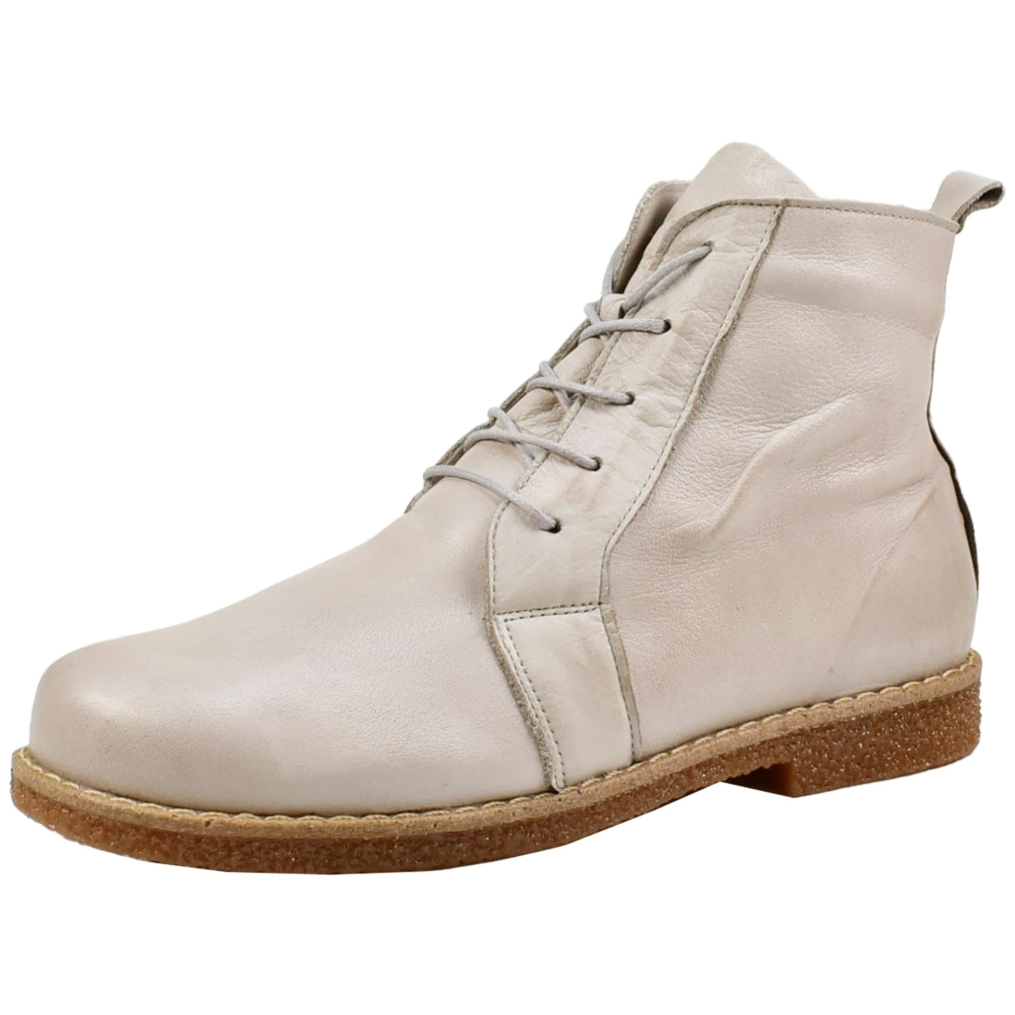 Andrea Conti 0344616 Women's Ankle Boots Leather Lace-Up Crepe Outsole, Gray, 5 UK