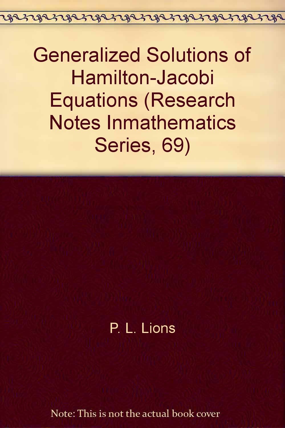 Buy Generalized Solutions of Hamilton-Jacobi Equations (Chapman & Hall/CRC Research Notes in Mathematics Series) — BookShops.in