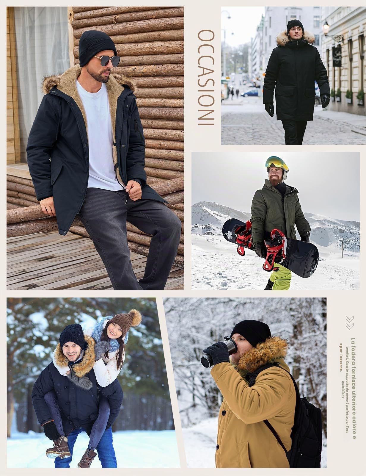 Xnova Giacca Invernale Uomo con Cappuccio Giubbotto Parka in Pile Caldo Medio Lungo, Cappotto Termico Militare Giubbino Antivento in Cotone con Tasche per Outdoor Sci Trekking