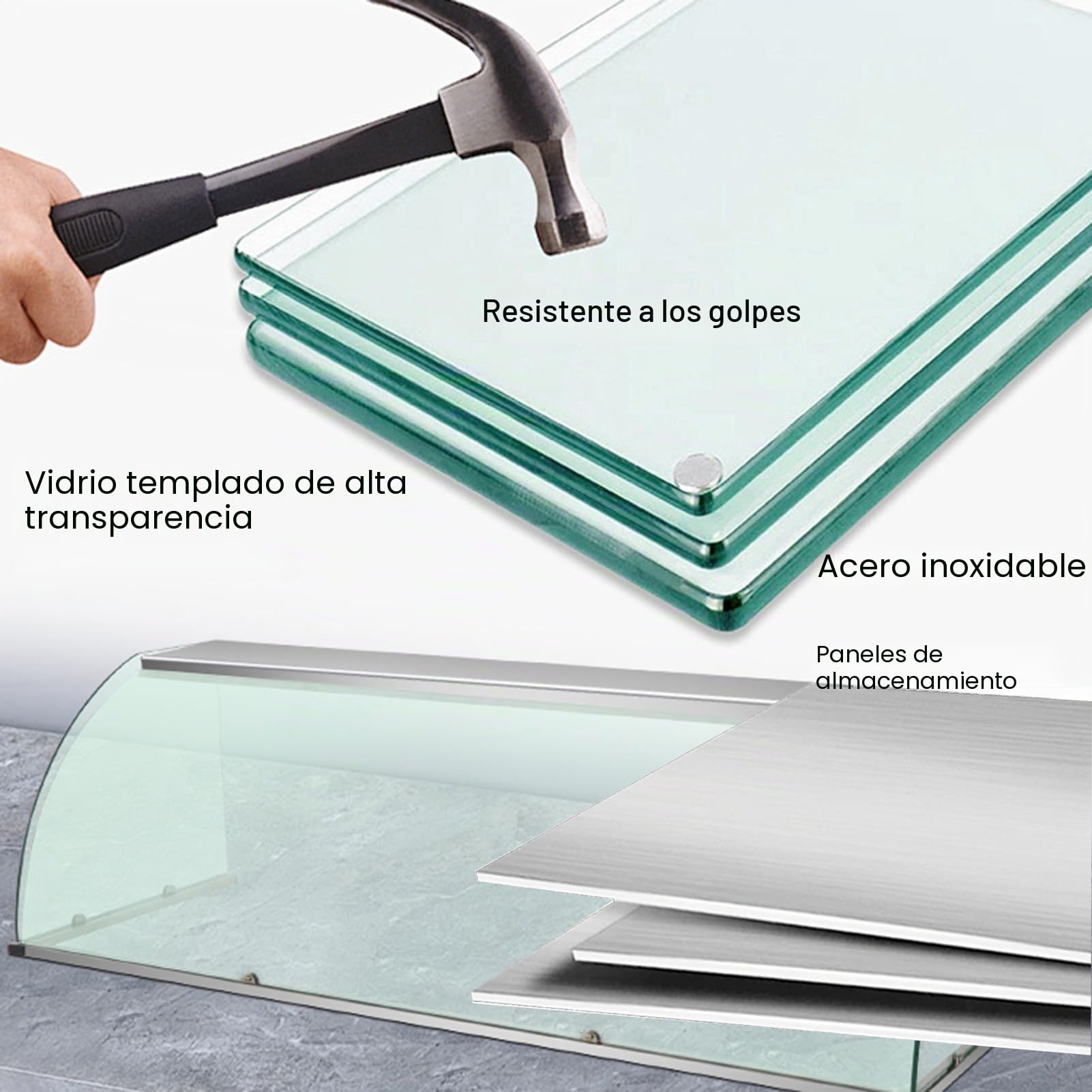 Vitrina refrigerada comercial con carcasa de tres lados para calentar alimentos de buffet y presentación de pastelería