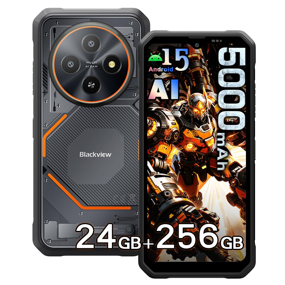 Blackview Fort 2 Outdoor Handy ohne Vertrag, 24GB+256GB/2TB Outdoor Smartphone Android 15, 16MP AI Kamera, 6.56" HD+ Bildschirm, 5000mAh, IP68 Wasserdicht Baustellenhandy,4G/NFC/OTG/GPS/FM, Schwarz