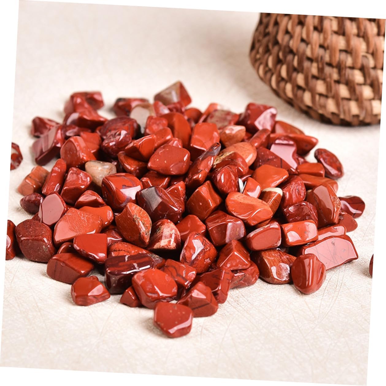 FAVOMOTO Red Jasper Aquarium Gravel 7-9mm Natural Decorative Stones 2lb Bulk Fish Tank Rocks for Aquascaping and Terrarium Landscaping