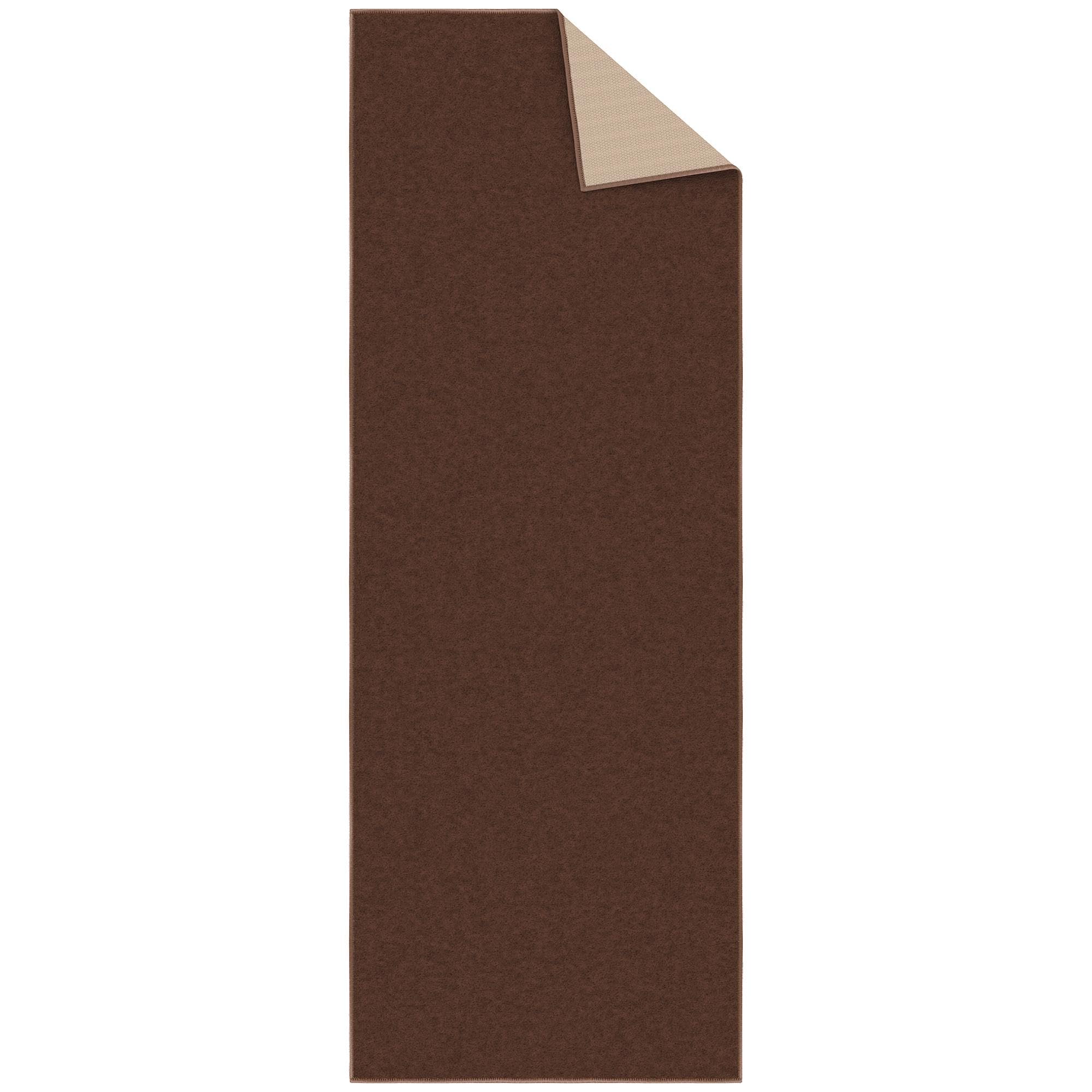Ottomanson Tapis de couloir collection Ottohome dos en caoutchouc uni 67 cm x 183 cm marron