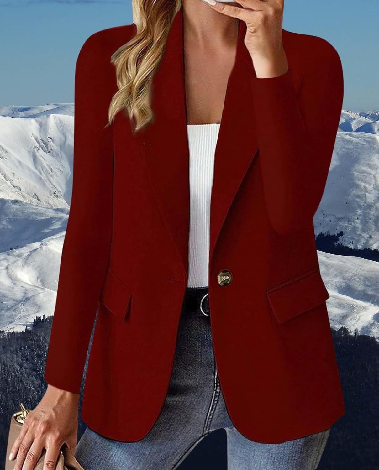 Blazers for Women Business Casual Long Sleeve Oversized Open Front Jacket Work Office Suit Blazer with Pockets