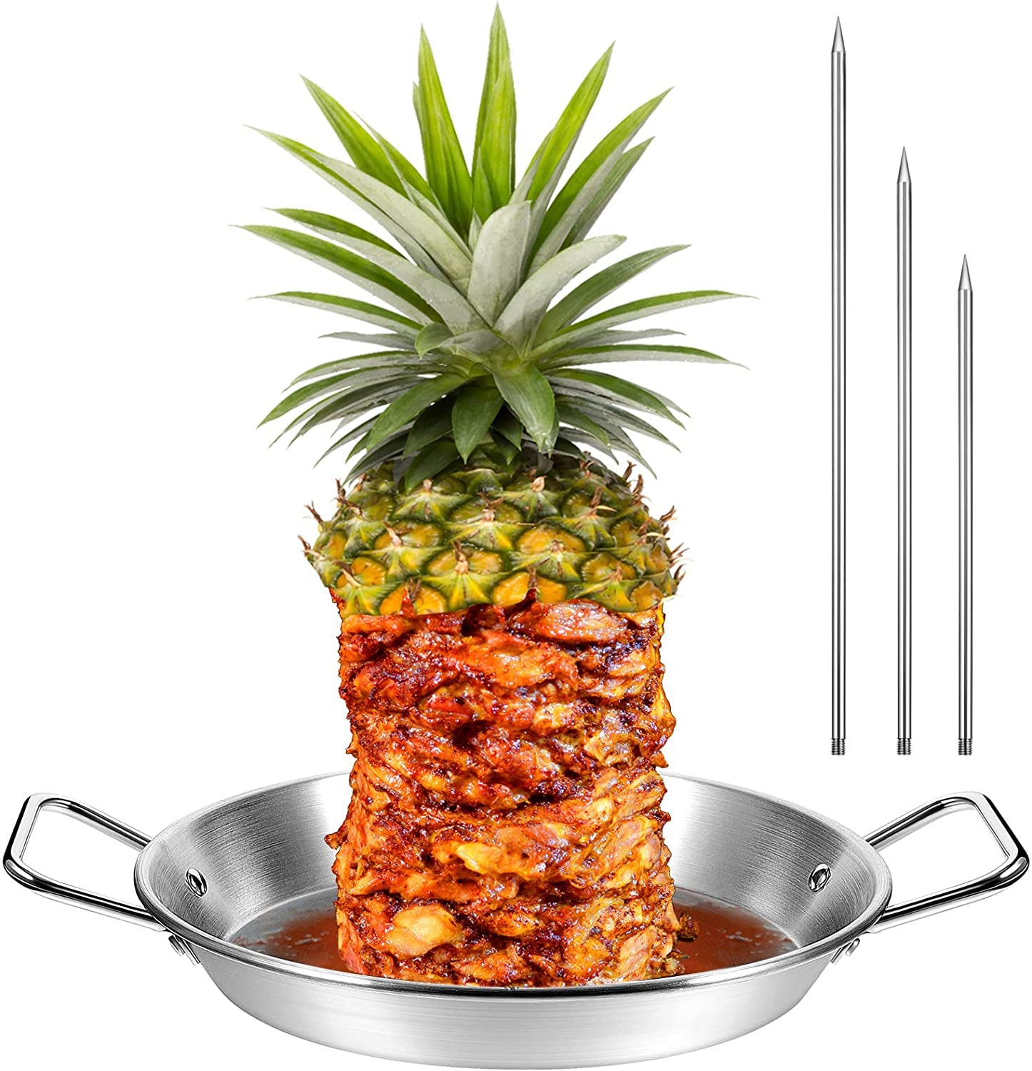 SYOSI Al Pastor Skewer Griddle, Upgraded Thicken Stainless Vertical Skewer Griddle, Barbecue Grill Stand, Vertical Skewer Grill, Great for Oven BBQ Dishes, Tacos Al Pastor, Tacos, Whole Chicken