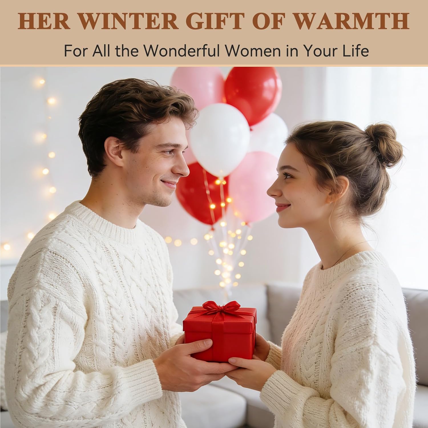 QUIRAI Winter Hat Gloves Scarf Set Women,Fleece Lined Beanie with Pom,Scarf Touchscreen Gloves,Valentine's Day Gifts for Her - Image 6