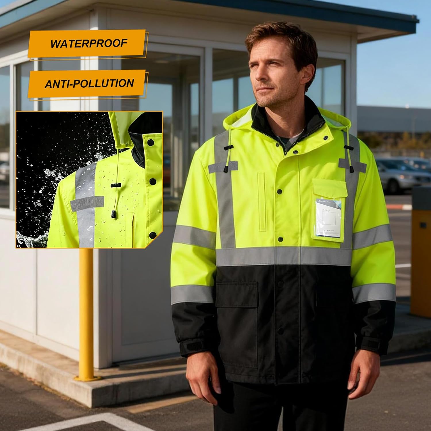 Granuton HI Vis Rain Jacket,High vis rain jacket for men women - Image 5