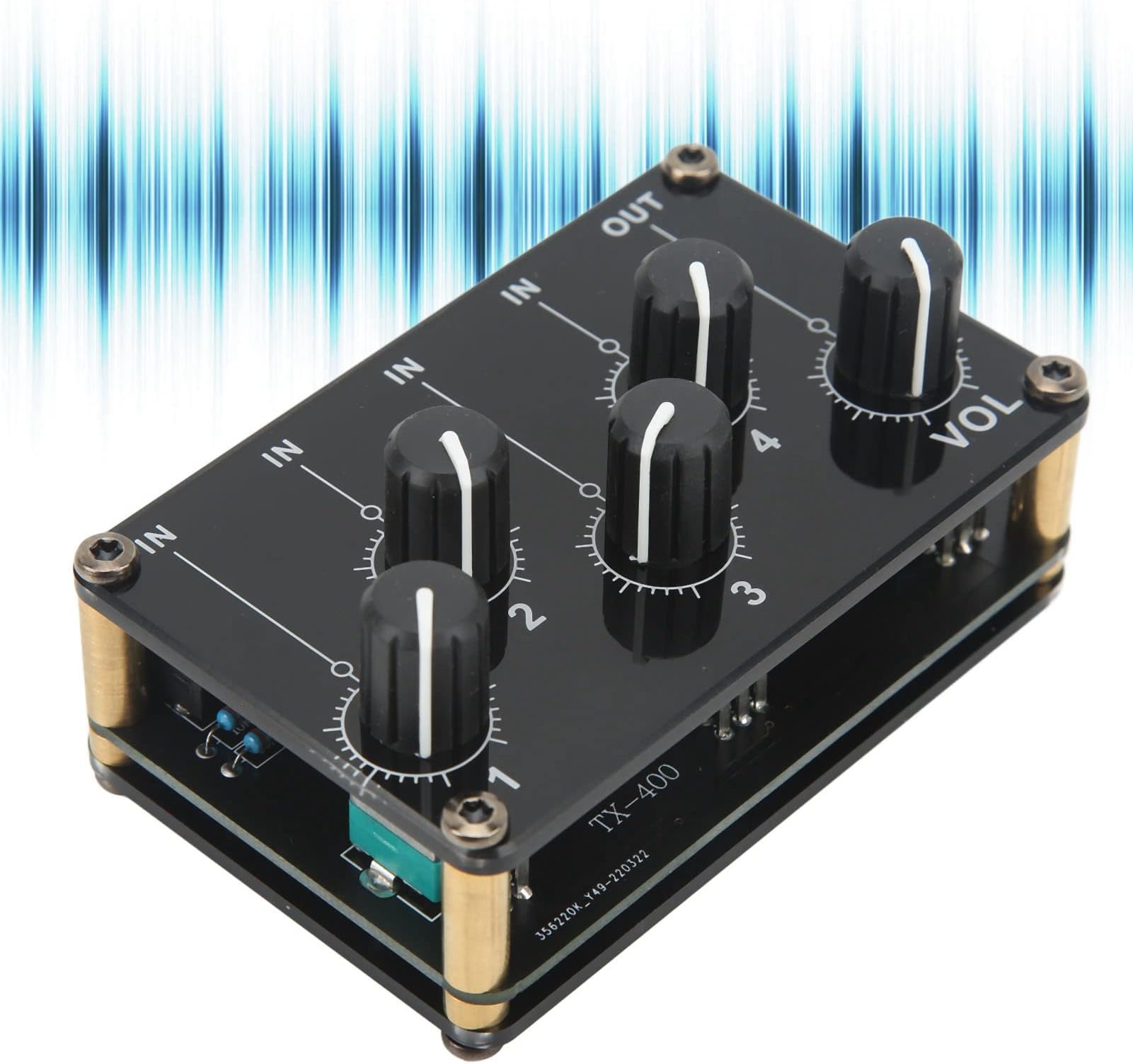 – Audio Mixer with Passive Circuit Design, 4 Channel Input / 1 Output and Independent Volume Controls for Instruments and Recording Devices