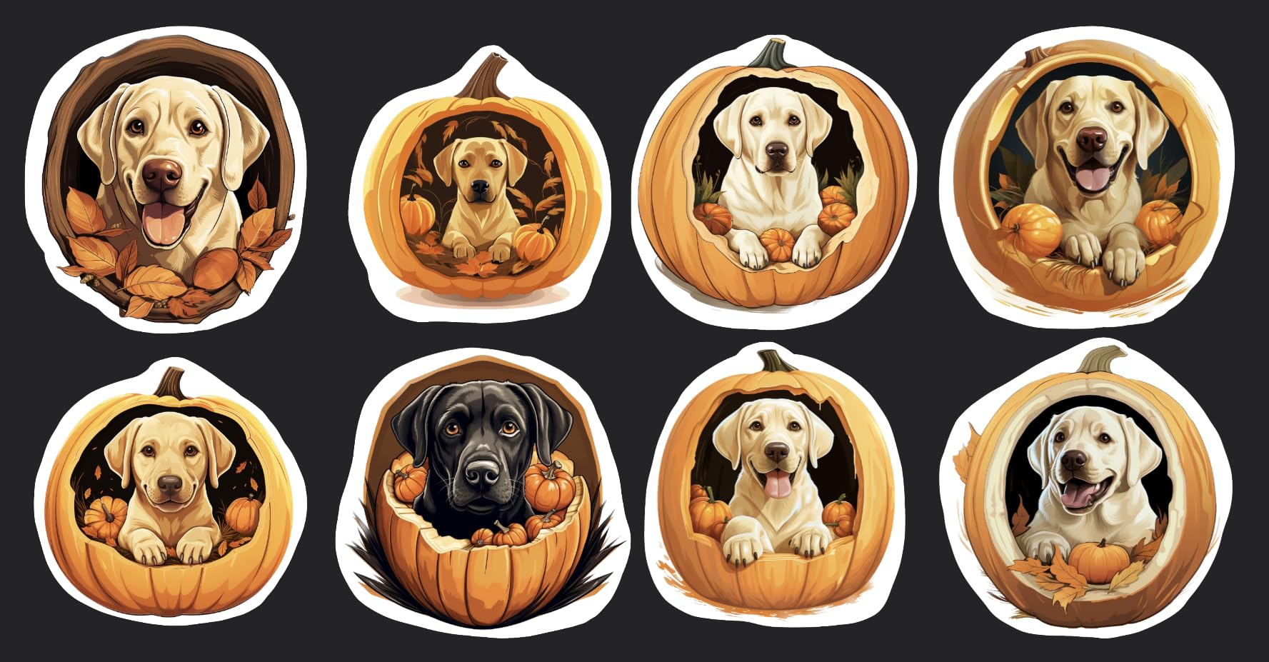 Halloween Labrador Dog Stickers Set of 24 Stickers, Lab Stickers, Yellow Lab Stickers, Hunting Dog Stickers Waterproof Sticker, Journal Sticker, Die Cut Sticker, Pumpkin Stickers, Dog Stickers, Halloween Stickers (holographic, 3.5)