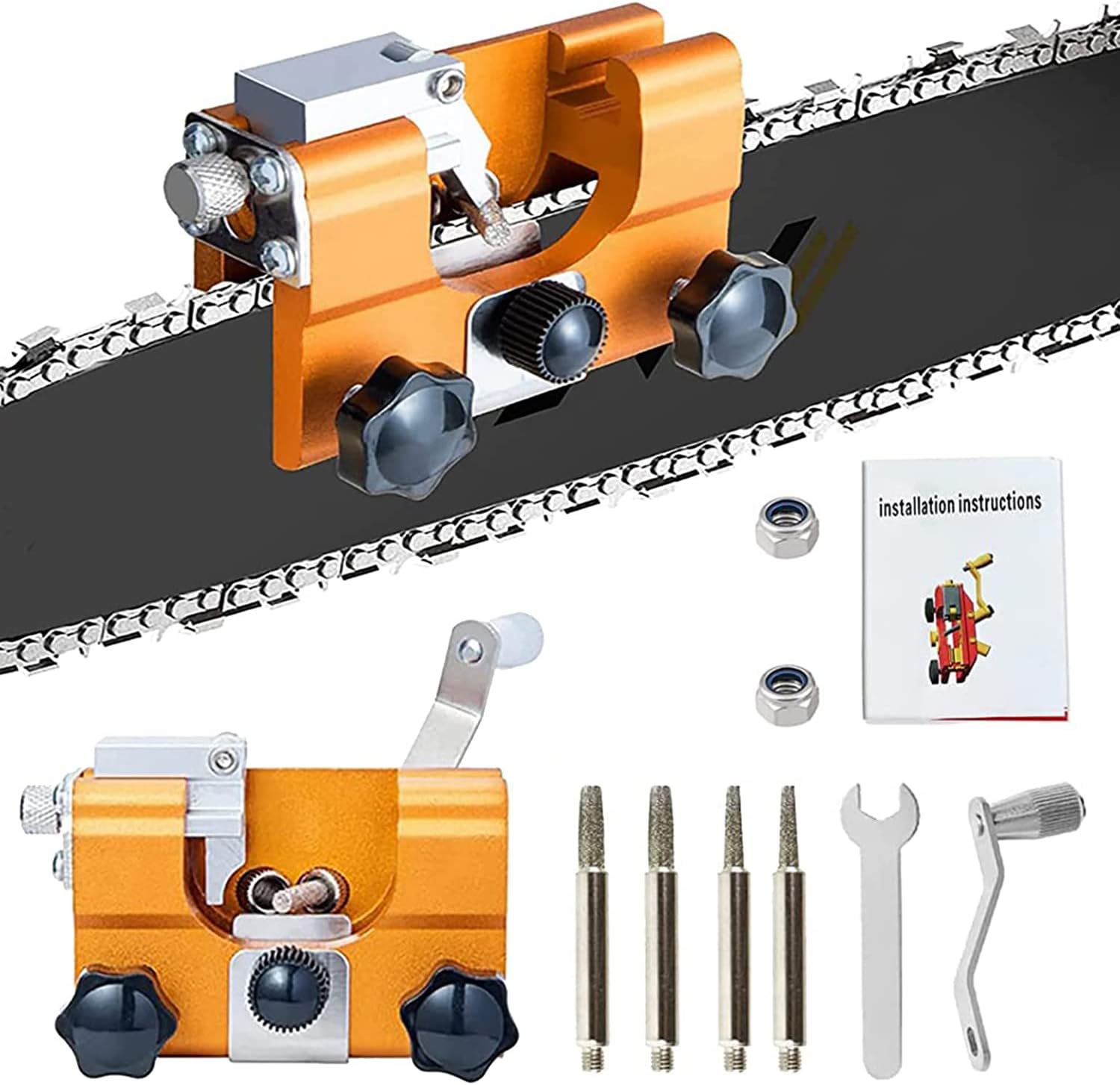 Chainsaw Chain Sharpening Jig, Portable Hand Crank Chainsaw Blade Sharpener Chainsaw Sharpening