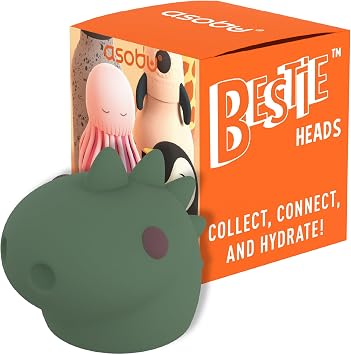 Asobu Dino Replacement Head for Bestie Insulated Stainless Steel Water Bottle - Detachable Soft Animal Head, Collectable for Fun Drinking for Kids, Dinosaur