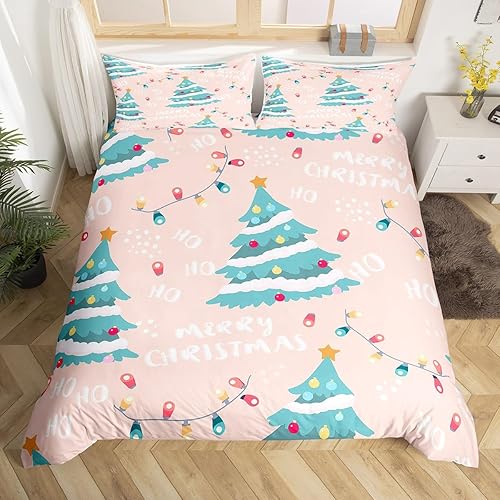Miniatura 3 de Erosebridal Funda de edredón con diseño de árbol de Navidad para niños, adolescentes y adultos, juego de ropa de cama de Navidad tamaño Queen, funda