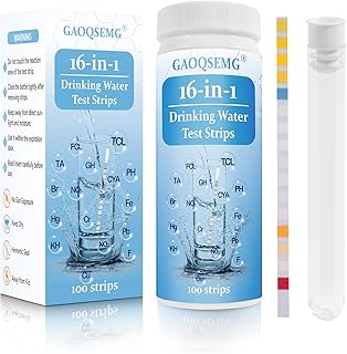 16 in 1 Water Test Kits for Drinking Water,Water Testing Strips 100 Strips,Tap and Well Water Test Strips Fast Easy Testing for Hardness, pH, Alkaline,Lead, Chlorine,Nitrate,Iron,Copper and More,