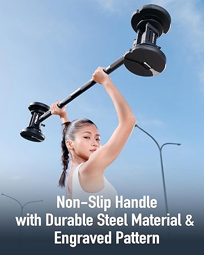 Miniatura 4 de BYZOOM FITNESS Juego de mancuernas ajustables de 25 libras y barra fácil