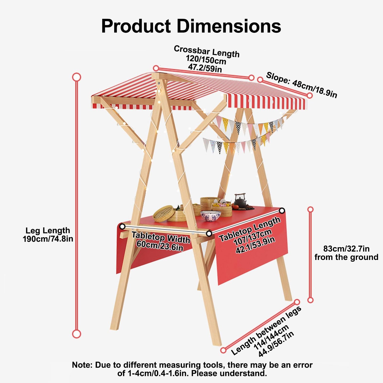 Puesto De Mercado De Madera, Puesto De Vendedor Portátil, Puestos De Mercado, Eventos, Ventas Al Aire Libre Y Más(Yellow,150cm/59in)