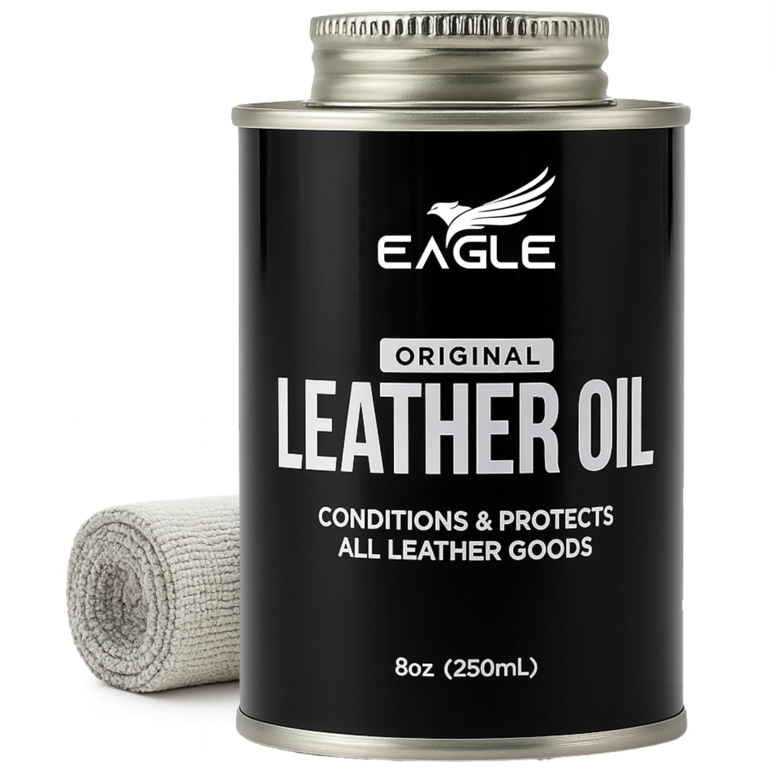 Leather Oil Conditioner with Applicator & Cloth – All-Natural Deep Conditioning Oil for Saddles, Furniture, Bags, Belts & Leather Gear – 8.45oz