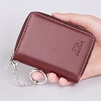 Vista 16 de FurArt - Cartera para tarjetas de crédito, soporte para tarjetas con cremallera para hombres y mujeres, bloqueo RFID, cartera con llavero