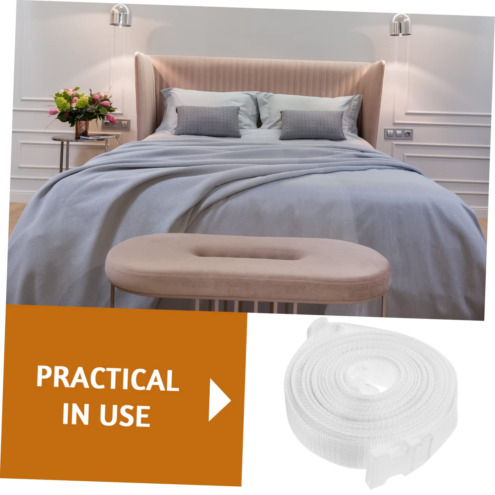 TOPBATHY Ceinture de Connexion pour Lit Jumeau en PP Boucle Réglable | Blanc, Sangle en Webbing PP, Design à Boucle Réglable, Usage Hôtels et Chambres d'Hôtes