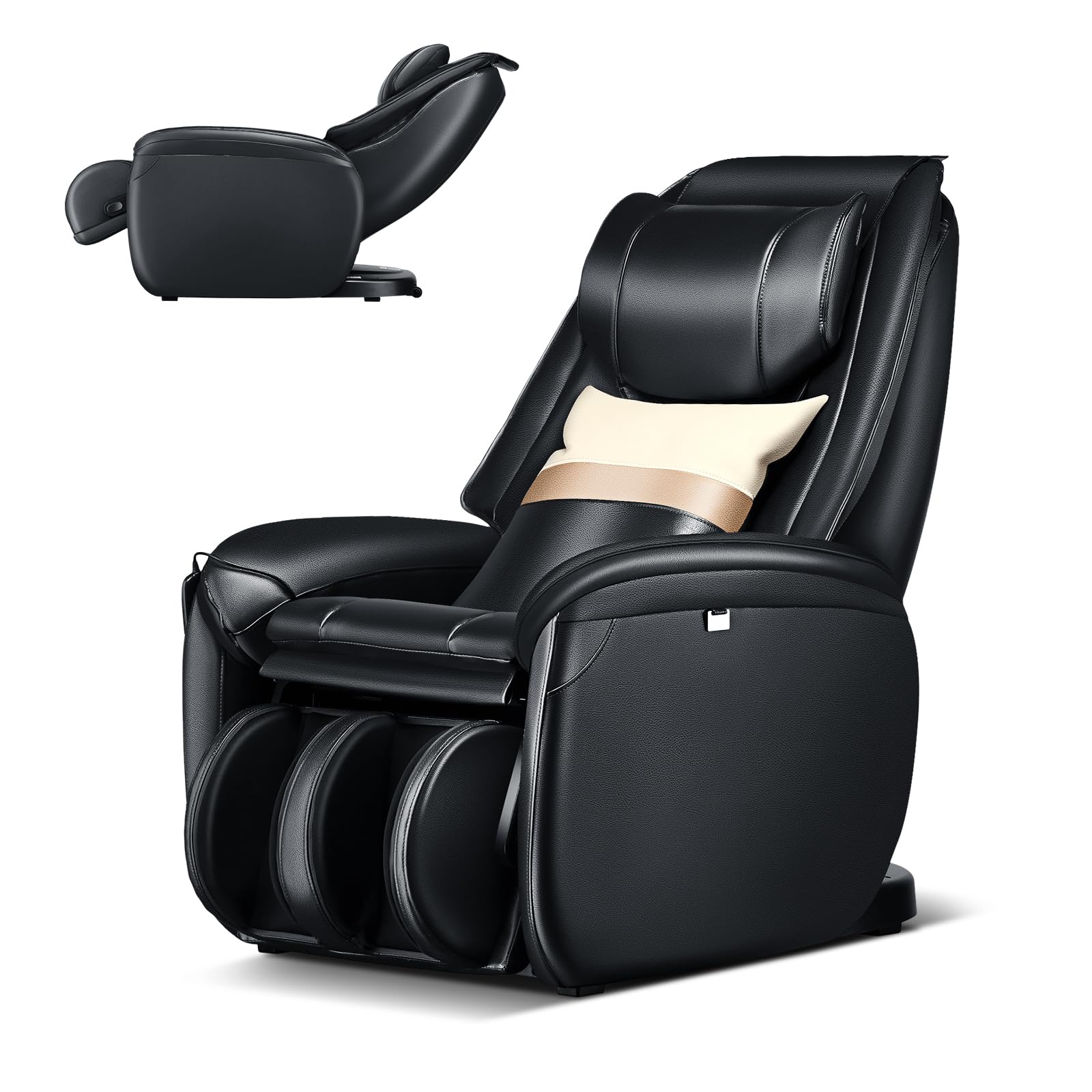 GOPLUS Sillón de Masaje de Pista SL, Reclinable de Cuerpo Completo con Gravedad Cero y Calentador de Cintura, Detección Automática de Hombros, Control Remoto, Ruedas y Almohada (Negro)