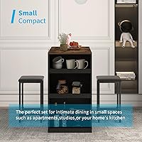 Vista 3 de Mjkone Juego de mesa y taburetes de cocina y comedor con 3 estantes de almacenamiento, mesa de bar bistró con 2 taburetes de barra de altura